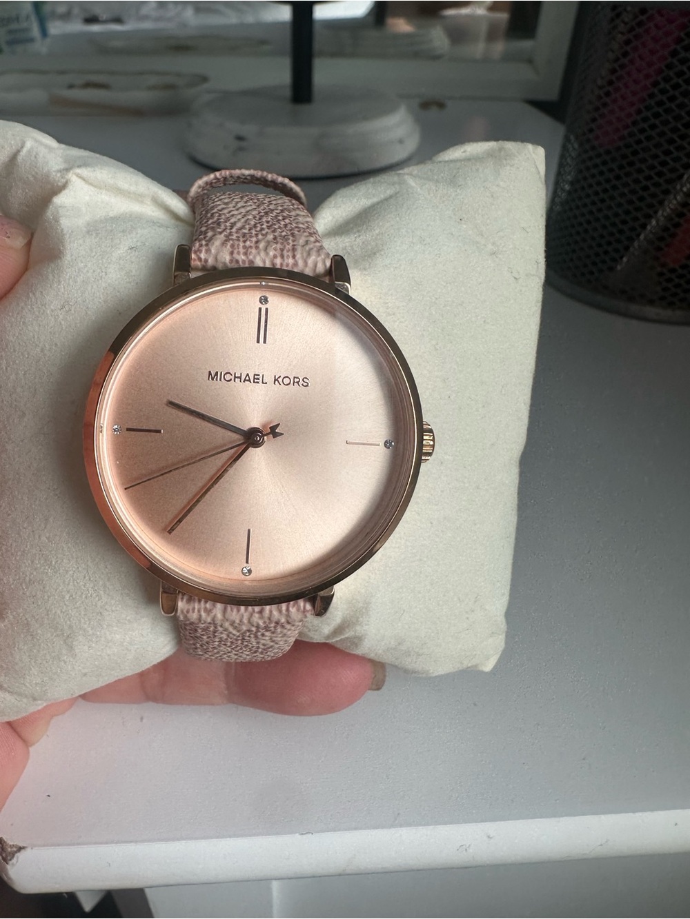 Michael Kors Rose Gold Dial Blush Fabric Strap Watch